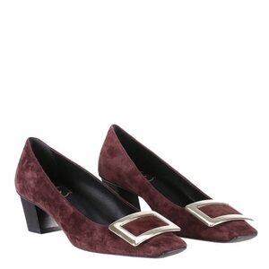 Roger Vivier -  Belle burgundy suede pumps In 35.5 (made In Italy) Low Heels